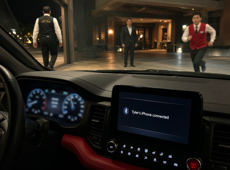 Hayato_ett's tweet photo. Last Saturday, a valet put 38 miles on my car while my wife and I ate dinner.

I’m 58. It was our 30th anniversary. We went to the steakhouse downtown where I proposed to her.

I drive a red Mustang I bought myself when I turned 50. Valet was $45. I handed the kid my keys.

I have a habit I’ve had since my first car. I take a picture of the dashboard when I hand over my keys. Mileage and gas.

Two hours later, the car came back with a quarter tank. It had been full.

The odometer had gone up 38 miles. The valet lot is four blocks from the steakhouse.

I asked for the manager. The restaurant manager came out, and the valet supervisor walked over from his stand.

The supervisor didn’t look at my picture.

He looked at the restaurant manager instead.

“Every guy with a nice car thinks we take it for a ride. I’ve had his keys in my pocket all night. That car never left the lot.”