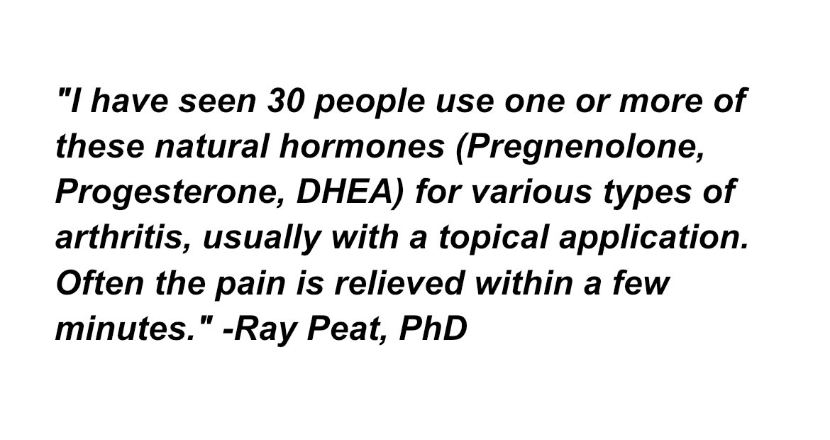 5HTskeptic's tweet photo. The US Department of Veterans Affairs has started investigating high-dose Pregnenolone (500-2000mg) alongside DHEA, as novel therapies for chronic pain management.

They have even gone so far as to describe the use of neurosteroids in this context as a potential “Therapeutic Breakthrough.”

Ray Peat vindicated once again.
