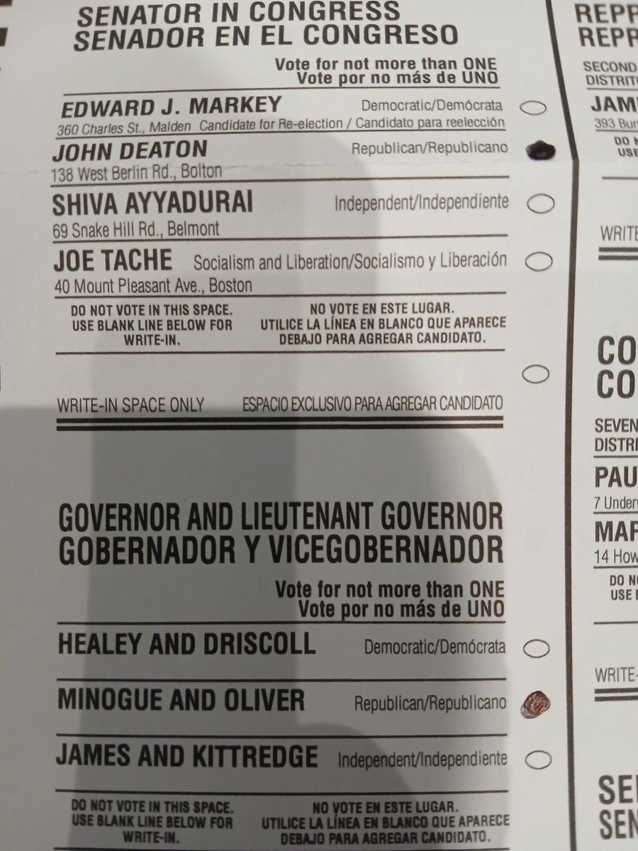 lsferguson's tweet photo. I just voted here in Worcester, Massachusetts

I voted for change

I voted for John Deaton for Senate

I voted for Mike Minogue for Governor

This is our chance for change here in Massachusetts.  We can get rid of senile Senator Ed Markey and disastrous Governor Maura Healey @JohnEDeaton1 @DeatonforSenate @mikeminoguema