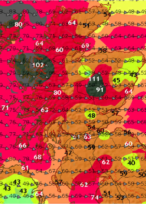 NetworkRailSCOT's tweet photo. Sun, 25 Oct @ 15:30. We’ve just caught up with our weather specialist on #StormBoelo.

60-70mph winds are becoming more widespread across eastern areas now, and we’ll start to see their impact in the coming hours. The storm remains in line with @MetOffice amber guidance. 1/3 https://t.co/JfMhbvs5GV