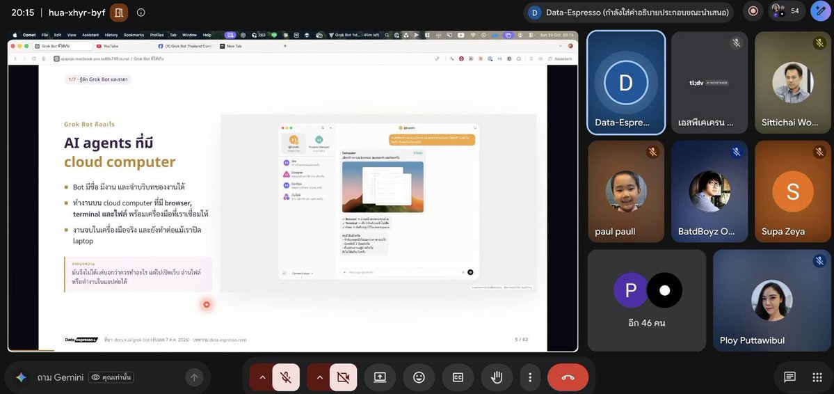 dataespresso's tweet photo. Just finished the Grok @bot online meet-up with some folks in Thailand. Our community is growing fast;  now we have more than 1,000 in the group. https://t.co/cYUfhJluEi