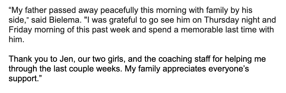 mrwagner25's tweet photo. According to #illini athletics, Bret Bielema's father, Arnie Bielema, passed away this morning. https://t.co/BVhepnAzpX
