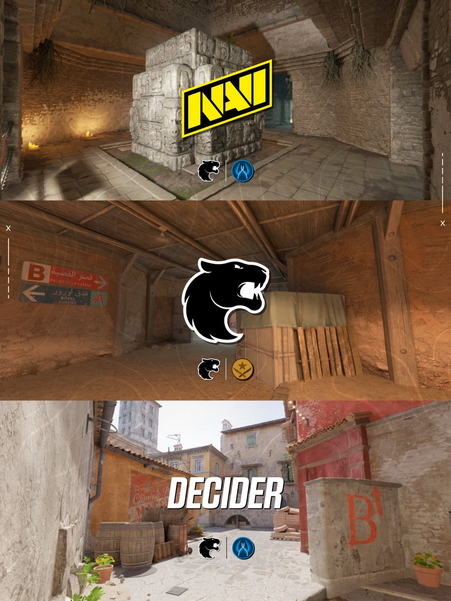 FURIA's tweet photo. Olha os picks passando na sua tela! Vai começar o nosso jogo de 1-0! 

🗺️ Ancient (pick da NAVI)
🗺️ Dust II (pick da #FURIACS)
🗺️ Inferno (decider)

Vamo buscar a segunda vitória na #PGLBucharest! https://t.co/tU1oT4kVNv