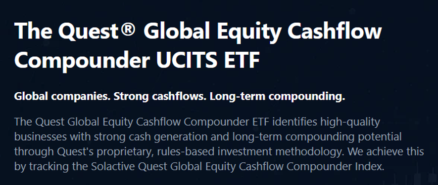 Inversoracon30's tweet photo. Mañana está previsto que empiece a cotizar en Londres un nuevo ETF que selecciona empresas por su CAPACIDAD DE GENERAR CAJA.
Se llama Quest Global Equity Cashflow Compounder UCITS ETF.

Aunque el producto es nuevo, su estrategia muestra un historial desde 2015.

¿Cómo es esto posible? Vamos a ver QUÉ COMPRA y cómo SELECIONA las empresas 🧵