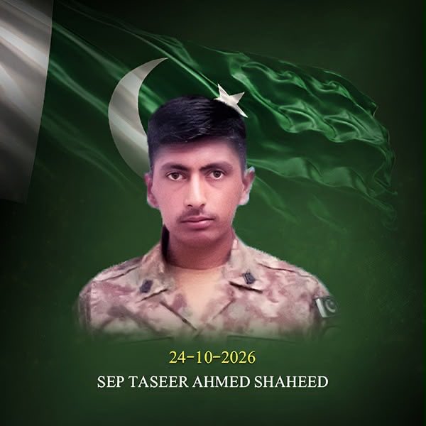 OfficialDGISPR's tweet photo. On 24 October 2026, Security Forces conducted an intelligence based operation in general area Zarkani, Dera Ismail Khan District, on reported presence of Khwarij belonging to Indian Proxy, Fitna Al Khwarij.

Owing to meticulous  conduct of operation by security forces, six Indian sponsored khwarij were sent to hell.

However, during the intense fire exchange, Naik  Ghulam Murtaza (age : 36 years, resident of District Gujrat) & Sepoy Taseer Ahmed (age: 30 years, resident of District Talagang) having fought gallantly, paid the ultimate sacrifices and embraced shahadat.

Weapons and ammunition were also recovered from the killed khwarij, who remained actively involved in numerous terrorist activities against the Security Forces and Law Enforcement Agencies as well as killing of innocent civilians.

Sanitization operation is being conducted to eliminate any other Indian sponsored Kharji found in the area, as the relentless Counter Terrorism campaign under vision “Azm-e-Istehkam” (as approved by the Federal Apex Committee on National Action Plan) by Security Forces and Law Enforcement Agencies of Pakistan will continue at full pace to wipe out the menace of foreign-sponsored and supported terrorism from the country and such sacrifices of our brave soldiers further reinforce our unwavering commitment of safeguarding our nation at all costs.