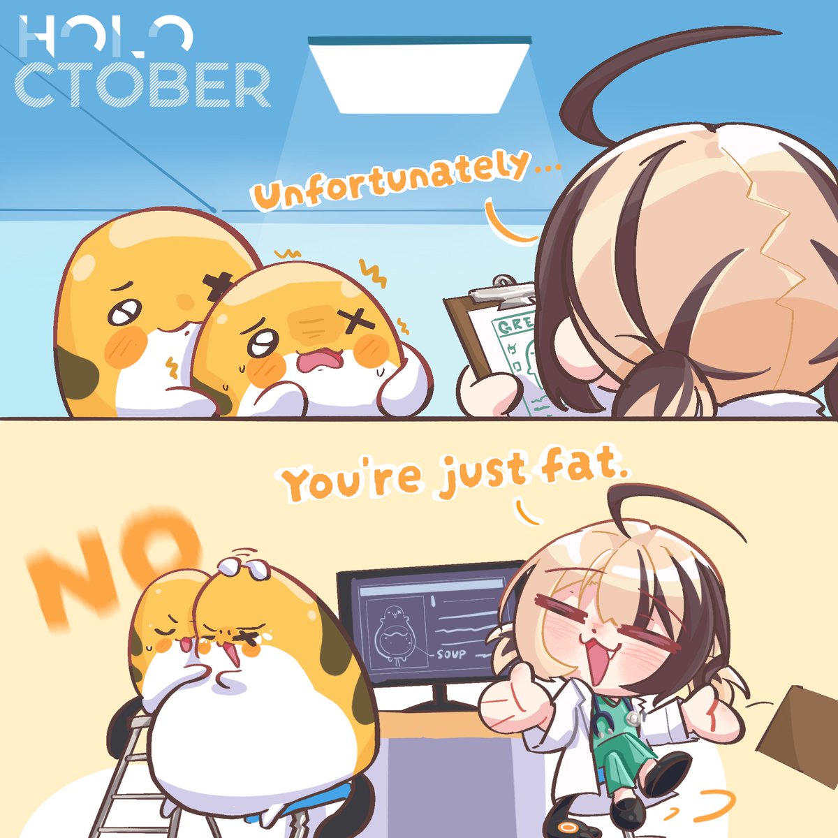 YEatfirst's tweet photo. Day 24 : Doctor
full of soup😋
#rkggk #holoctober https://t.co/iuFBxop8XJ