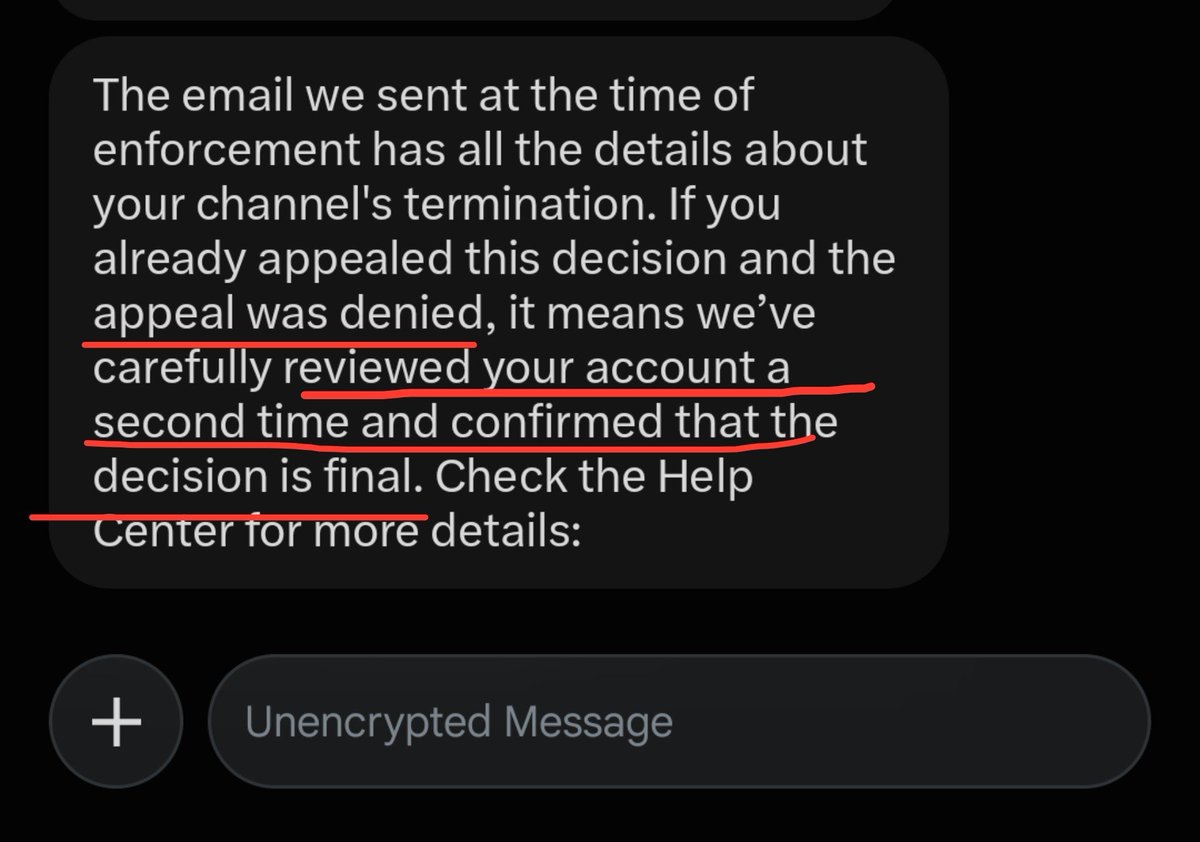 dsdn13n's tweet photo. Our 13+ year-old @YouTube channel, How To Guys, is terminated,2nd appeal Denied (dm say final decision) but @TeamYouTube is looking into it(email say)🙏 We appreciate their attention!

Hope YouTube considers human review ,btw did you noticed something's wierd in these responses?? https://t.co/IQnRXQfq0U