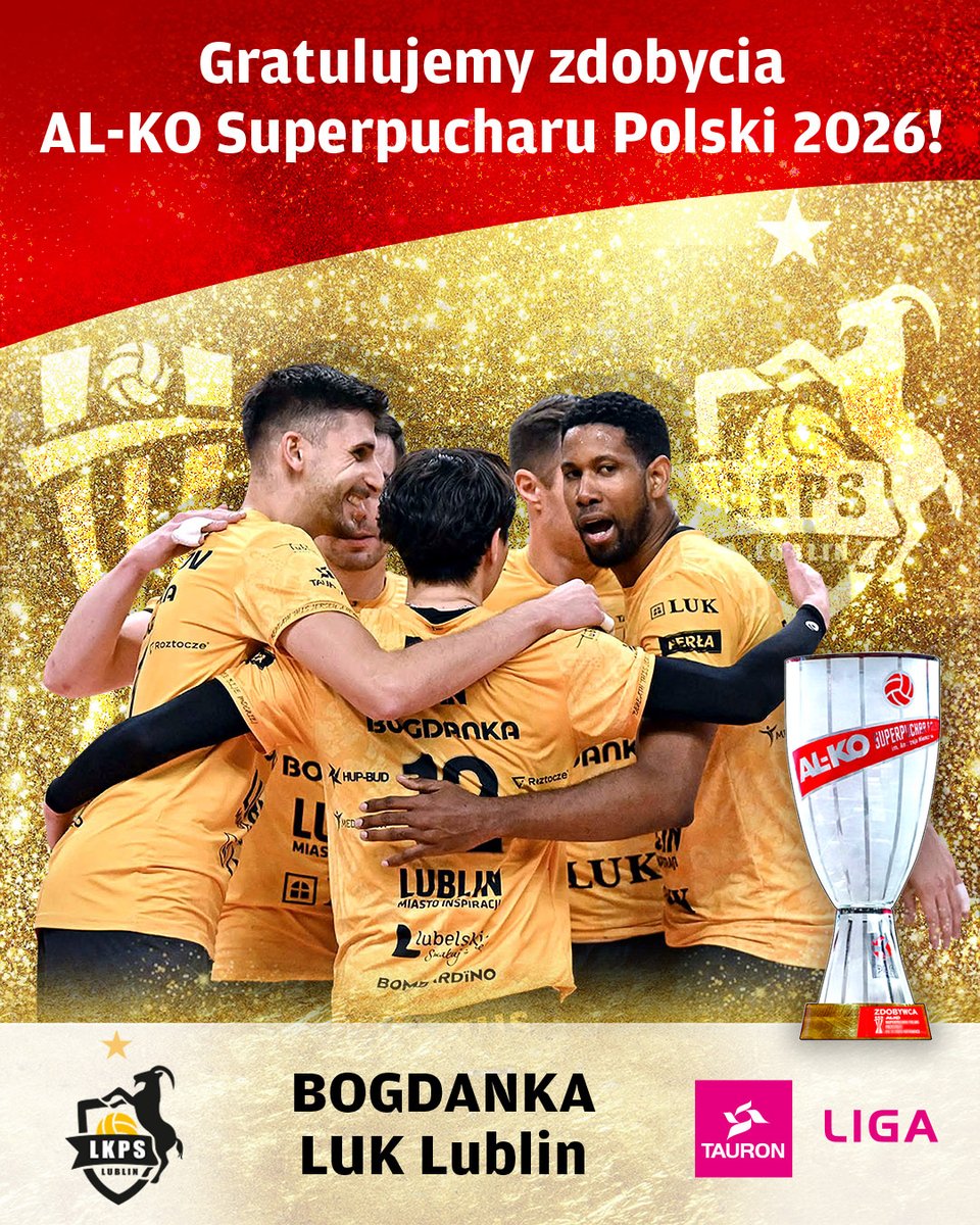 TAURONLiga's tweet photo. SIATKARZE @LukLublin OBRONILI #ALKOSUPERPUCHARPOLSKI! 🏆

Wygrana z @AluronCMC bez straty seta dała im pierwsze trofeum w nowym sezonie! 👏 https://t.co/OSsKROn3RK