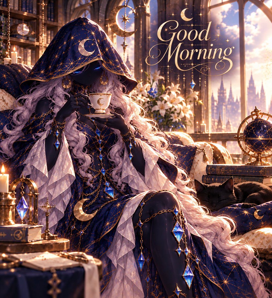 moonmaguswrites's tweet photo. ✨ Good morning, Travelers! ☀️

The kettle is singing, the library is quiet, and the first rays of sunlight are slipping between the shelves. ☕📚

Have a blessed Sunday ✨💙✨ https://t.co/DLdIHCKdhp