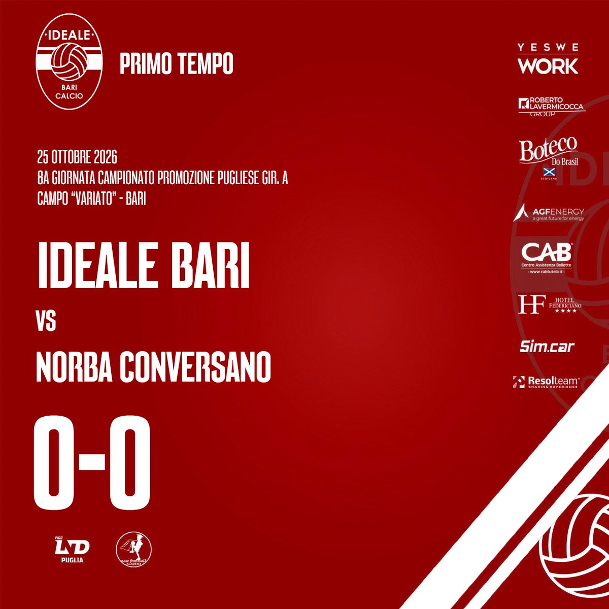 IdealeBari's tweet photo. Reti inviolate all'intervallo.

#supportish #idealebari #stagione2627 ⚪🔴 https://t.co/ZfFcjEed1n