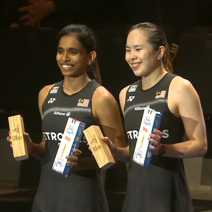 craigansibin's tweet photo. MALAYSIA'S PERFORMANCES IN 2026 🇲🇾🏸
(As of 25 Oct 2026)

A running compilation of Malaysia's achievements in badminton throughout 2026, covering major BWF championships, the BWF World Tour, international circuit tournaments, multi-sport games, junior competitions and para badminton. 🏆

-----------------------------------
BWF TOURNAMENTS (GRADE 1)
-----------------------------------

World Championships
🥈🇮🇳New Delhi: Aaron Chia / Soh Wooi Yik

World Team Championships
(Thomas & Uber Cups)
6th 🇩🇰Horsens: Women's Team
8th 🇩🇰Horsens: Men's Team

---------------------------------
BWF WORLD TOUR (GRADE 2)
---------------------------------

Super 1000
🥇🇮🇩Indonesia Open: Goh Sze Fei / Nur Izzuddin
🥈🇲🇾Malaysia Open: Aaron Chia / Soh Wooi Yik
🥈🏴󠁧󠁢󠁥󠁮󠁧󠁿All England: Aaron Chia / Soh Wooi Yik

Super 750
🥇🇫🇷French Open: Man Wei Chong / Tee Kai Wun🆕
🥇🇩🇰Denmark Open: Pearly Tan / M.Thinaah 
🥈🇫🇷French Open: Goh Sze Fei / Nur Izzuddin🆕
🥈🇫🇷French Open: Pearly Tan / M.Thinaah🆕
🥈🇫🇷French Open: Hoo Pang Ron / Lai Pei Jing🆕
🥈🇩🇰Denmark: Aaron Chia / Soh Wooi Yik 
🥈🇨🇳China Masters: Hoo Pang Ron / Lai Pei Jing

Super 500
🥇🇫🇮Arctic Open: Aaron Tai / Yap Roy King
🥇🇮🇩Indonesia Masters: Goh Sze Fei / Nur Izzuddin
🥇🇮🇩Indonesia Masters: Pearly Tan / M. Thinaah
🥇🇮🇩Indonesia Masters: Chen Tang Jie / Toh Ee Wei
🥈🇲🇾Malaysia Masters: Goh Sze Fei / Nur Izzuddin

Super 300
🥇🇰🇷Korea Masters: Tee Kai Wun / Yap Roy King
🥈🇹🇭Thailand Masters: Goh Jin Wei
🥈🇹🇼Taipei Open: Aaron Chia / Aaron Tai
🥈🇰🇷Korea Masters: Man Wei Chong / Soh Wooi Yik
🥈🇹🇼Taipei Open: Pearly Tan / M. Thinaah

------------------------
BWF TOUR (GRADE 2)
------------------------

Super 100
🥇🇻🇳Vietnam Open: Aidil Sholeh
🥈🇨🇳Baoji Masters: Low Zi Yu / Noraqilah Maisarah

-------------------------------------------
BWF CONTINENTAL CIRCUIT (GRADE 3)
-------------------------------------------

International Challenge
🥇🇸🇬Singapore I: Goh Jin Wei
🥇🇵🇭Philippine: Choong Hon Jian / Wong Vin Sean
🥇🇵🇭Philippine: Goh Boon Zhe / Dania Sofea
🥈🇦🇿Azerbaijan: Cheam June Wei
🥈🇹🇭Phuket: Cheam June Wei
🥈🇲🇾Malaysia: Choong Hon Jian / Wong Vin Sean
🥈🇮🇩Indonesia II: Cheng Su Hui / Chong Jie Yu
🥉🇮🇩Indonesia I: Tan Jia Jie
🥉🇻🇳Vietnam: Kisona Selvaduray
🥉🇦🇿Azerbaijan: Lau Yi Sheng / Lim Tze Jian
🥉🇸🇬Singapore I: Muhd Faiq / Lok Hong Quan
🥉🇹🇭Phuket: Bryan Goonting / Haikal Nazri
🥉🇵🇭Philippine: Muhd Faiq / Lok Hong Quan
🥉🇲🇾Malaysia: Boon Xin Yuan / Lwi Sheng Hao
🥉🇲🇾Malaysia: Goh Boon Zhe / Fazriq Razif
🥉🇨🇲Cameroon: Andy Kok / Lim Yu Sheng
🥉🇦🇺Bendingo: Samuel Lee / 🇦🇺Keith Edison
🥉🇵🇭Philippine: Cheng Su Hui / Chong Jie Yu
🥉🇻🇳Vietnam: Wee Yee Hern / Clarissa San
🥉🇹🇭Phuket: Wee Yee Hern / Vanee Gobi
🥉🇲🇾Malaysia: Lau Yi Sheng / Yap Rui Chen
🥉🇲🇾Malaysia: Lim Ming Hong / 🇺🇸 Stella Pan
🥉🇸🇬Singapore II: Khor Jing Wen / 🇦🇺Teoh Kai Chen

International Series
🥇🇲🇾Malaysia: Razeeq Danial
🥇🇲🇾Malaysia: Lau Yi Sheng / Lee Yi Bo
🥇🇺🇬Uganda: Hafiz Hakimi / Wong Meng Fong
🥇🇲🇾Malaysia: Shazmir Irfan / Genevie Lim
🥇🇪🇪Estonian: Low Zi Yu / Noraqilah Maisarah
🥇🇸🇪Swedish: Loo Bing Kun/ Noraqilah Maisarah
🥇🇺🇬Uganda: Hafiz Hakimi / Lim Xuan
🥈🇸🇮Slovenia: Tan Kean Wei
🥈🇲🇾Malaysia: Muhammad Haziq
🥈🇹🇭Nakhon Sawan: Samuel Lee
🥈🇸🇮Slovenia: Ahmad Redzuan / Isyraf Hafizin
🥈🇲🇾Malaysia: Ahmad Redzuan / Isyraf Hafizin
🥈🇸🇬Singapore: Loo Bing Kun/ Noraqilah Maisarah
🥈🇸🇮Slovenia: Ahmad Redzuan / Teh Si Yan
🥈🇲🇾Malaysia: Lau Yi Sheng / Yap Rui Chen
🥉🇱🇺Luxembourg: Tan Kean Wei
🥉🇲🇾Malaysia: Ayu Fu Sheng
🥉🇸🇮Slovenia: Eng Ler Qi
🥉🇸🇮Slovenia: Damien Ling / Shazmir Irfan
🥉🇲🇾Malaysia: Damien Ling / Shazmir Irfan
🥉🇸🇬Singapore: Tan Zhing Hui / Teoh Mei Xing
🥉🇸🇬Singapore: Loh Ziheng / Nicole Tan
🥉🇱🇺Luxembourg: Shazmir Irfan / Aina Maisarah
🥉🇲🇾Malaysia: Damien Ling / Teh Xin Ying

Future Series
🥇🇸🇰Slovak: Carine Tee
🥇🇸🇰Slovak: Damien Ling / Shazmir Irfan
🥇🇺🇬Kampala: Hafiz Hakimi / Lim Xuan
🥈🇸🇰Slovak: Ahmad Redzuan / Isyraf Hafizin
🥈🇧🇬Bulgarian: Chong Zi Hin / Pang Kai Zhe
🥈🇸🇰Slovak: Tan Xin Yu / Teh Si Yan
🥈🇸🇰Slovak: Ahmad Redzuan / Teh Si Yan
🥉🇮🇸Iceland: Lee Jan Jireh
🥉🇸🇰Slovak: Ayu Fu Sheng
🥉🇸🇰Slovak: Khashah Khairul / Iqbal Yusuf
🥉🇸🇰Slovak: Damien Ling / Teh Xin Ying

------------------------------------
CONTINENTAL CHAMPIONSHIPS
------------------------------------

Asia Team Championships
6th 🇨🇳 Qingdao: Men's Team
8th 🇨🇳 Qingdao: Women's Team

-----------------------
MULTISPORT GAMES
-----------------------

Asian Games
🥉🇯🇵Aichi-Nagoya: Pearly Tan / M. Thinaah

-------------------------------
BWF JUNIOR TOURNAMENT
-------------------------------

World Junior Championships
🥇🇪🇬Cairo: Genevie Liem / Low Zi Yu 

World Junior Team Championships
🥈🇪🇬Cairo: Mixed Team

Asia Junior Championships
🥇🇯🇵Yatsushiro: Ahmad Redzuan / Low Zi Yu
🥉🇯🇵Yatsushiro: Genevie Lim / Low Zi Yu

Junior International Grand Prix
🥈🇮🇩Jaya Raya: Lim Boon Le
🥈🇩🇪German: Ahmad Redzuan / Low Zi Yu
🥉🇳🇱Dutch: Ahmad Redzuan / Low Zi Yu
🥉🇮🇩Jaya Raya: Ungku Ameer / Rachel Tan

Junior International Challenge
🥇🇲🇾Malaysia: Tiew Wei Jie
🥇🇲🇾Malaysia: Ahmad Redzuan / Isyraf Hafizin
🥇🇲🇾Malaysia: Shazmir Irfan / Aina Maisarah
🥈🇲🇾Malaysia: Damien Ling / Shazmir Irfan
🥈🇲🇾Malaysia: Rachel Tan / Teh Xin Ying
🥈🇲🇾Malaysia: Ahmad Redzuan / Teh Si Yan
🥉🇲🇾Malaysia: Lim Boon Le
🥉🇲🇾Malaysia: Louis Lee
🥉🇲🇾Malaysia: Lee Kay Xin
🥉🇲🇾Malaysia: Khashah Khairul / Iqbal Yusuf
🥉🇲🇾Malaysia: Ethan Oh / Wong Meng Fong
🥉🇲🇾Malaysia: Isyraf Hafizin / Joinne Lee

Junior International Series
🥇🇵🇭Philippine U15: Julius Yeo
🥇🇵🇭Philippine: Khashah Khairul / Iqbal Yusuf
🥇🇵🇭Philippine: Leong Hwee Ling / Teoh Min Yi
🥇🇵🇭Philippine U15: Leanne Fong / Liew Xin Yan
🥇🇵🇭Philippine: Khashah Khairul / Aina Maisarah
🥈🇵🇭Philippine: Leong Di Shan
🥈🇵🇭Philippine U15: Lim En Yu
🥈🇵🇭Philippine: Ungku Ameer / Ivan Lim
🥉🇵🇭Philippine U15: Shafiy Rayyan
🥉🇵🇭Philippine U15: Wong Yin Jie
🥉🇵🇭Philippine U15: Leanne Wong
🥉🇵🇭Philippine U15: Cynthia Wong
🥉🇵🇭Philippine: Ethan Oh / Wong Meng Fong
🥉🇵🇭Philippine U15: Lee Zhi Li / Yeoh Zhen Hao
🥉🇵🇭Philippine: Baavanya Arumugam / Wan Zi Qing
🥉🇵🇭Philippine U15: Chuah Tian Ning / Cynthia Ooi
🥉🇵🇭Philippine: Iqbal Yusuf / Leong Hwee Ling
🥉🇵🇭Philippine: Liew Tian Hao / Kiera Wong
🥉🇵🇭Philippine U15: Yeoh Zhen Hao / Lim En Yu

Junior International Tournament
🥇🇹🇭Pathumthani U17: Ng Hao Tong
🥇🇹🇭Pathumthani U17: Jonas C / Khor Chen Feng
🥈🇹🇭Pathumthani U15: Julius Y / Shahadzryl S
🥉🇹🇭Pathumthani U17: Wong Yin Heng
🥉🇹🇭Pathumthani U17: Chong Lee Qian
🥉🇹🇭Pathumthani U15: Julius Yeo
🥉🇹🇭Pathumthani U17: Airulsyam / Nuraminah

-----------------------
PARA BADMINTON
-----------------------

Para Badminton World Championships
🥇🇧🇭Bahrain: Cheah Liek Hou
🥇🇧🇭Bahrain: Cheah Liek Hou / Muhd Faris
🥉🇧🇭Bahrain: Ikhwan Ramli

Asian Para Games 
🥇🇯🇵 Aichi-Nagoya: Cheah Liek Hou / Faris Azri🆕
🥉🇯🇵 Aichi-Nagoya: Cheah Liek Hou🆕
🥉🇯🇵 Aichi-Nagoya: Ikhwan Ramli/Azwan Noorlan🆕

BWF Para Badminton International Level 1
🥇🇪🇸Spanish I: Cheah Liek Hou
🥇🇪🇸Spanish I: Cheah Liek Hou / 🇧🇷 Y.Rodrigues

BWF Para Badminton International Level 2
🥇🇫🇷French: Cheah Liek Hou
🥇🇫🇷French: Ikhwan Ramli
🥇🇯🇵Japan: Cheah Liek Hou
🥇🇫🇷French: Cheah Liek Hou / Faris Azri
🥇🇯🇵Japan: Cheah Liek Hou / Faris Azri
🥇🇯🇵Japan: Ikhwan Ramli / 🇵🇪 Pilar Jauregui
🥈🇯🇵Japan: Ikhwan Ramli
🥈🇯🇵Japan: Ikhwan Ramli / Azwan Noorlan
🥈🇯🇵Japan: Azmi Amin / Nurzammiezatul Syafiqqah
🥉🇯🇵Japan: Azwan Noorlan
🥉🇯🇵Japan: Siti Maisarah Mat Lawani
🥉🇫🇷French: Ikhwan Ramli / Azwan Noorlan

📌 Feel free to share, but please credit if you use this compilation. Compiling these results takes considerable time and effort. 🙏

#BadmintonMalaysia #FrenchOpen2026 #AsianParaGames2026