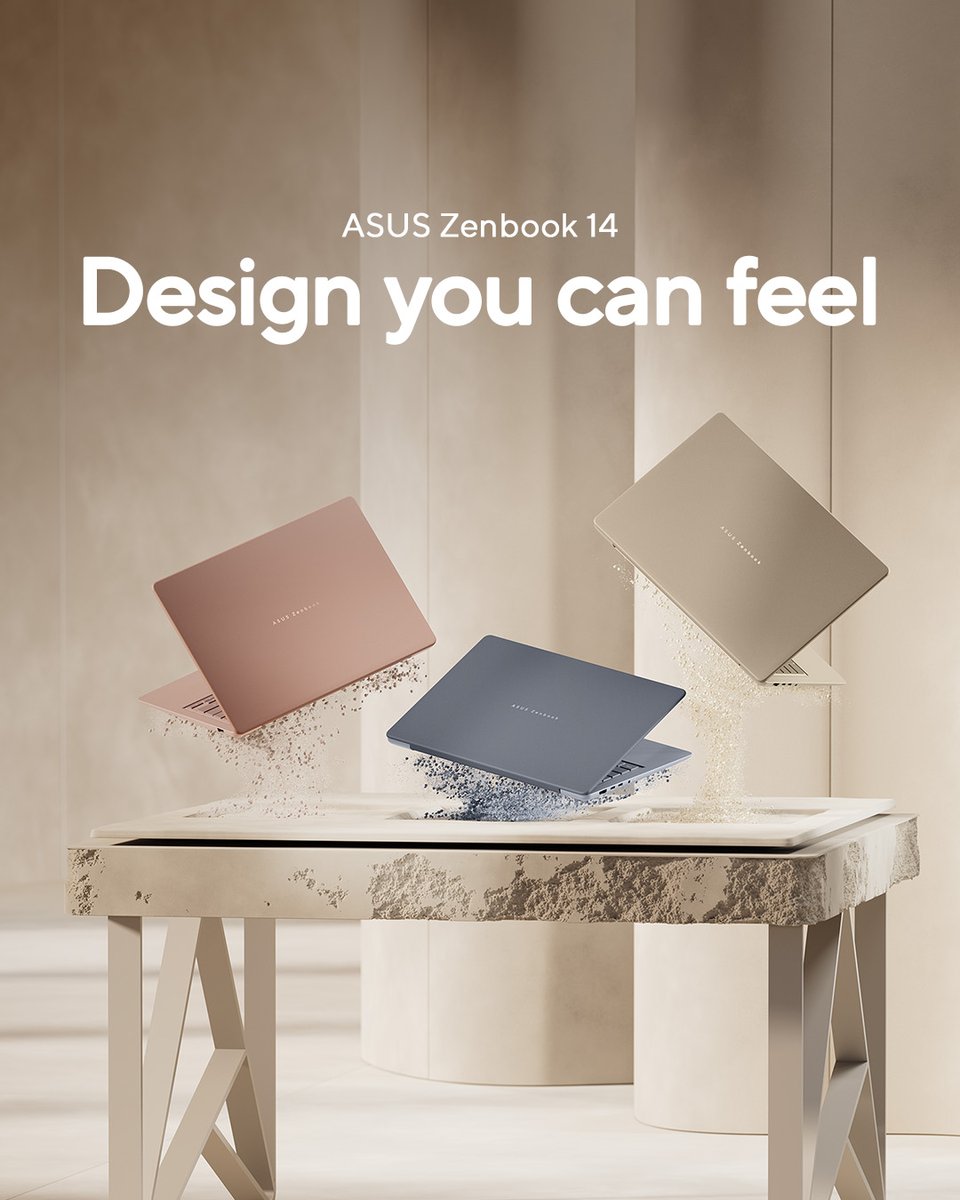 ASUS's tweet photo. #ASUS #Zenbook14 delivers lightweight portability, AI-powered performance, and serious staying power, all in three distinct colorways.

Pick the shade that feels most like you.
Find your color: https://t.co/dgNwOZgE0s

#DesignYouCanFeel https://t.co/NKQCF4WzM9