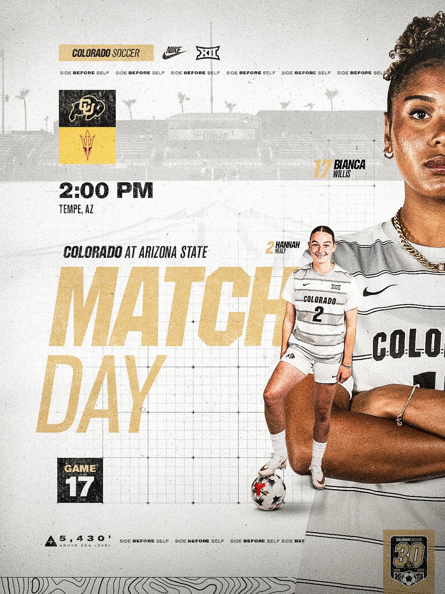 CUBuffsSoccer's tweet photo. Another Day Another Game Day 🙂‍↕️

🆚 Arizona State
🕖 2pm MT
📍 Sun Devil Soccer Stadium
📈 https://t.co/IPD2qqNSER
📺 ESPN+

#GoBuffs \\ #SideBeforeSelf https://t.co/ZGuHnE8mka