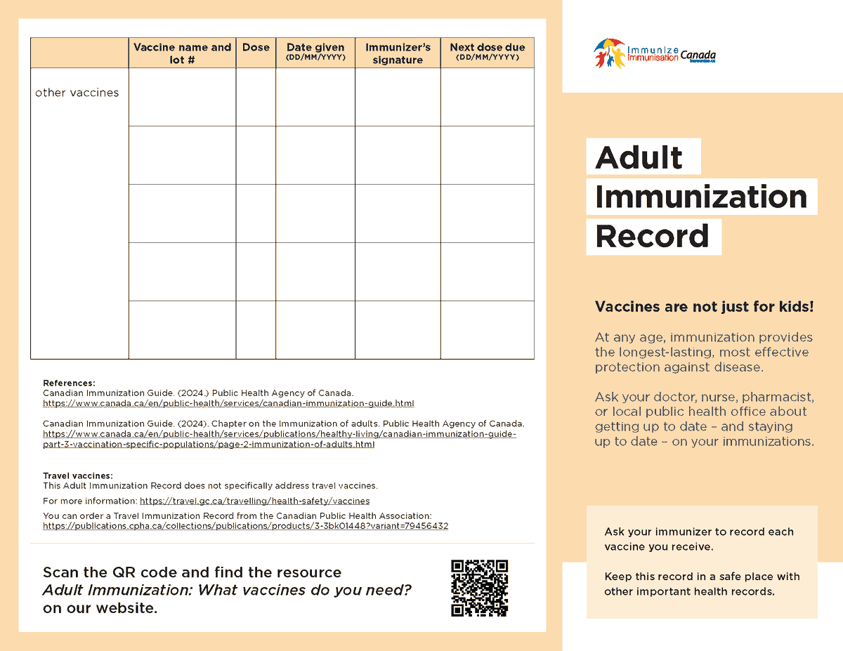ImmunizedotCa's tweet photo. Download and use our Adult Immunization Record | Vaccines are not just for kids! | https://t.co/sjqt7S6hxj #adults #VaccinesWork #VaccinesSaveLives #GetImmunized https://t.co/vrW9OnrjFv