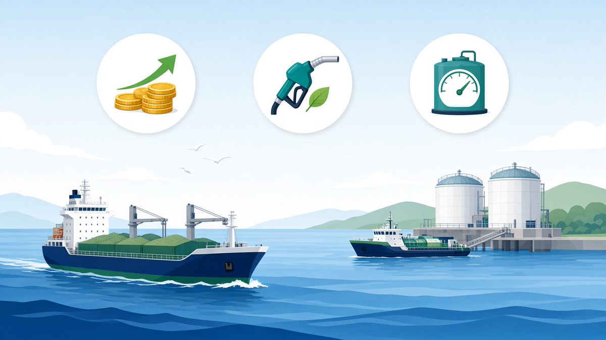 AmHyTech's tweet photo. Why don't cargo ships just switch to clean fuel tomorrow? Mostly, it comes down to cost.

DNV estimates a new ammonia fueled ship costs about 15 to 20% more to build than a conventional one. Green ammonia in Europe runs roughly five times the price of diesel for the same energy. And ammonia needs nearly three times the tank space, so ships refuel more often.

So why are owners ordering these ships anyway? They are betting on long term cargo contracts, rising costs for emissions and tighter rules, especially in Europe. https://t.co/IAtJxNJSAj alone plans 21 ammonia powered ships by 2029.

More refueling stops mean more ammonia stored at ports and more transfers that have to be done right. That is the part we focus on: storing and delivering ammonia safely, all the way to the last tank.

https://t.co/mDW7DtyQmU