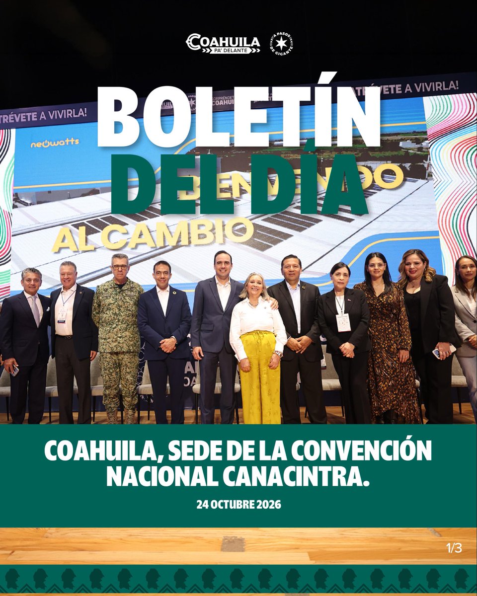 GobDeCoahuila's tweet photo. Coahuila, sede nacional de la convención de CANACINTRA.

#CoahuilaPaDelante #APasosDeGigante
@manolojim https://t.co/am82zLfSul