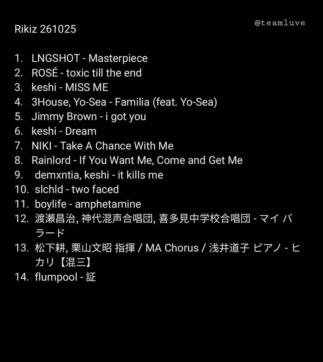 teamluve's tweet photo. [Rikiz] Taki Maki weverse live playlist (261025) 🎵

🎧: https://t.co/fuhYXDs28L https://t.co/a5LRPlVIPA