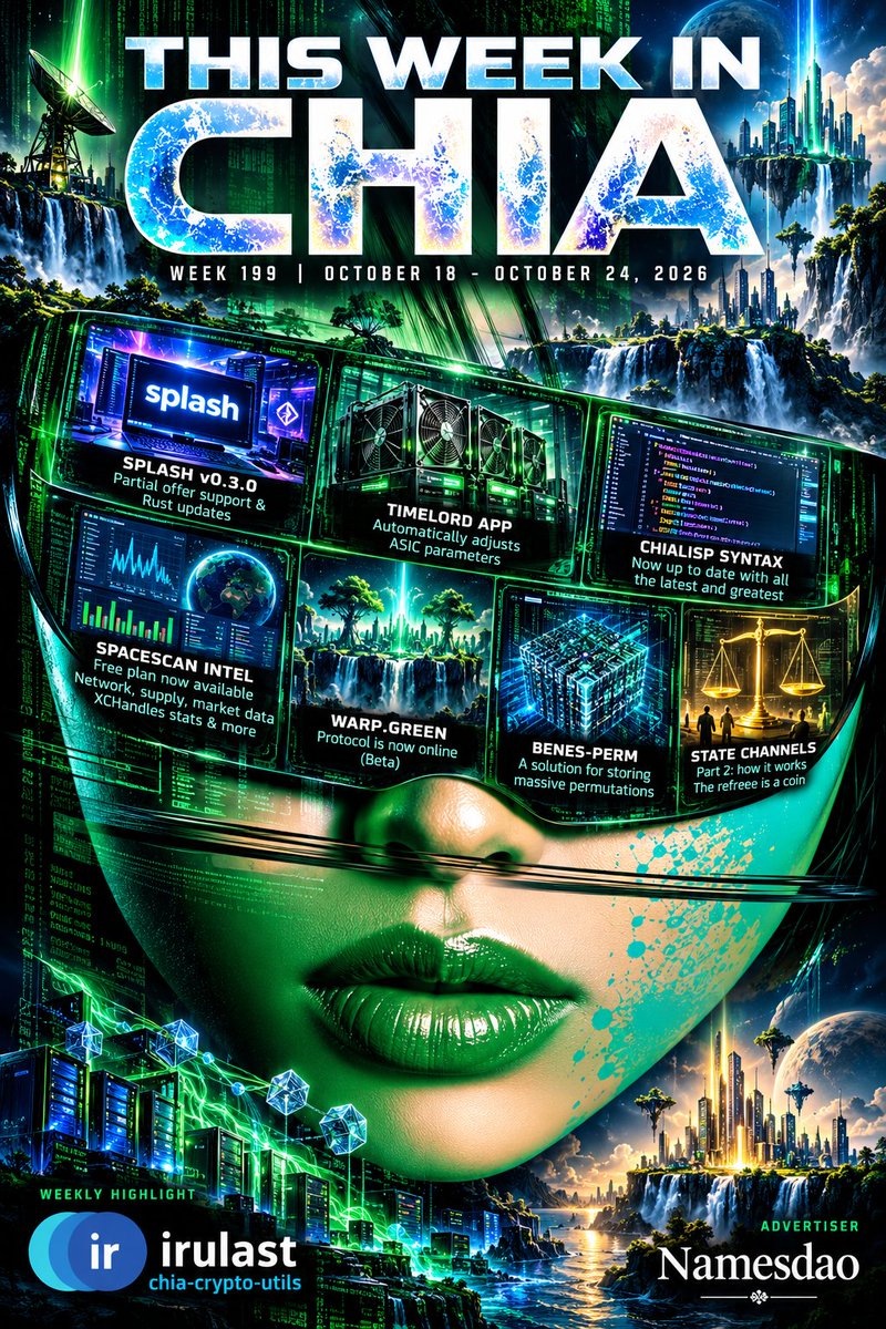 steppsr's tweet photo. 📰 THE WEEKLY CHIA WEATHER REPORT

🌱 100% chance of development
📈 Increasing probability of interesting things
👀 Heavy pockets of “wait… what’s coming?”

Pack accordingly.

Last week's Weekly Donation was to @grantosan and Chia Crypt Utils! And big thank you to last week's advertiser @theNamesdao! Claim your identity on Chia 🌱✨ with Namesdao and turn your name into a powerful NFT—use it as a simple wallet address, a personal payment page, or even a decentralized website via .xch.limo. 💚 

Movie Poster is minted! https://t.co/6EXKfZGpCk

Check out the Weekly Recap in the following Tweet Thread!