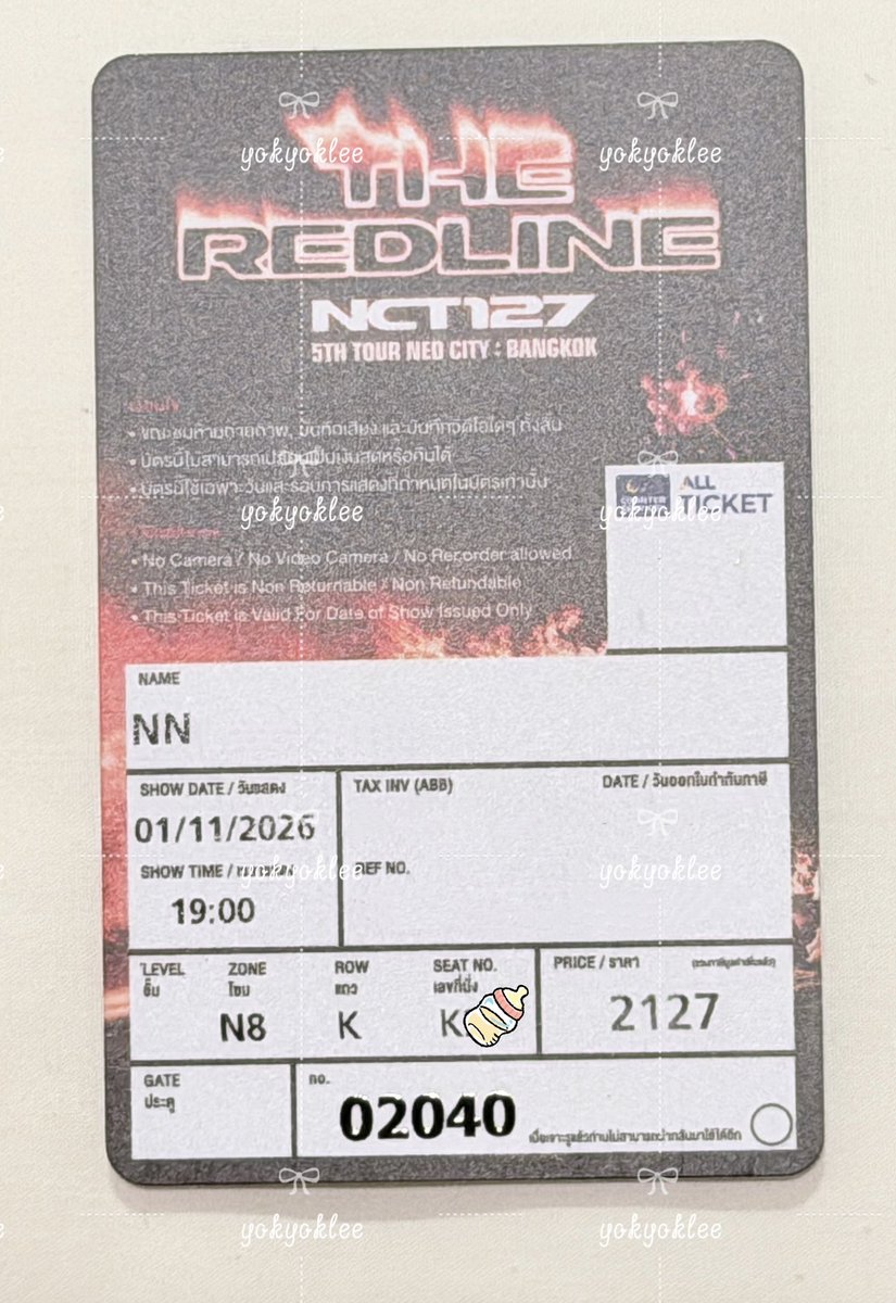 yokyoklee's tweet photo. WTS ขาย

บัตร Sun 01/11
(2127) Zone N8 แถว K <5

**ขาย 3500 มีมัดจำกันเท 500 ให้มบช.หลังคอนวันเสาร์จบค่า**

นัดรับเวสเกต / The Mall บางแค / เซนสอง หรือ หน้าคอนวันเสาร์

สนใจสอบถามได้นะคะ

#THE_REDLINE_BANGKOK
#NCT127_5TH_NEOCITY_BANGKOK_THE_REDLINE #NCT127_5TH_NEOCITY_THE_REDLINE https://t.co/7maca5JmnQ
