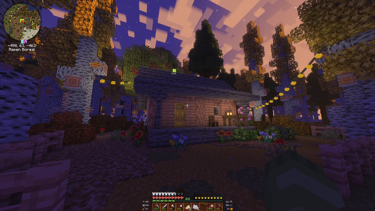 eefernal's tweet photo. lowkey obsessed with the homestead 2.0 modpack .. so far i've built an adorable little home using a colour palette i would usually avoid &amp; now i'm following a map i found to challenge a crypt! https://t.co/eZzIHM8cjB