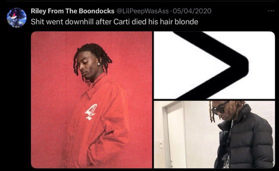 nosstack's tweet photo. @R3ADYFORWARR yall gonna have to let this narrative go eventually yall said the same thing abt baby voice + when has carti ever had a sound that was universally liked??

i will say this seems to be the first time there’s little hype for the next project but overall he’ll be fine https://t.co/tU0nAAZfZd