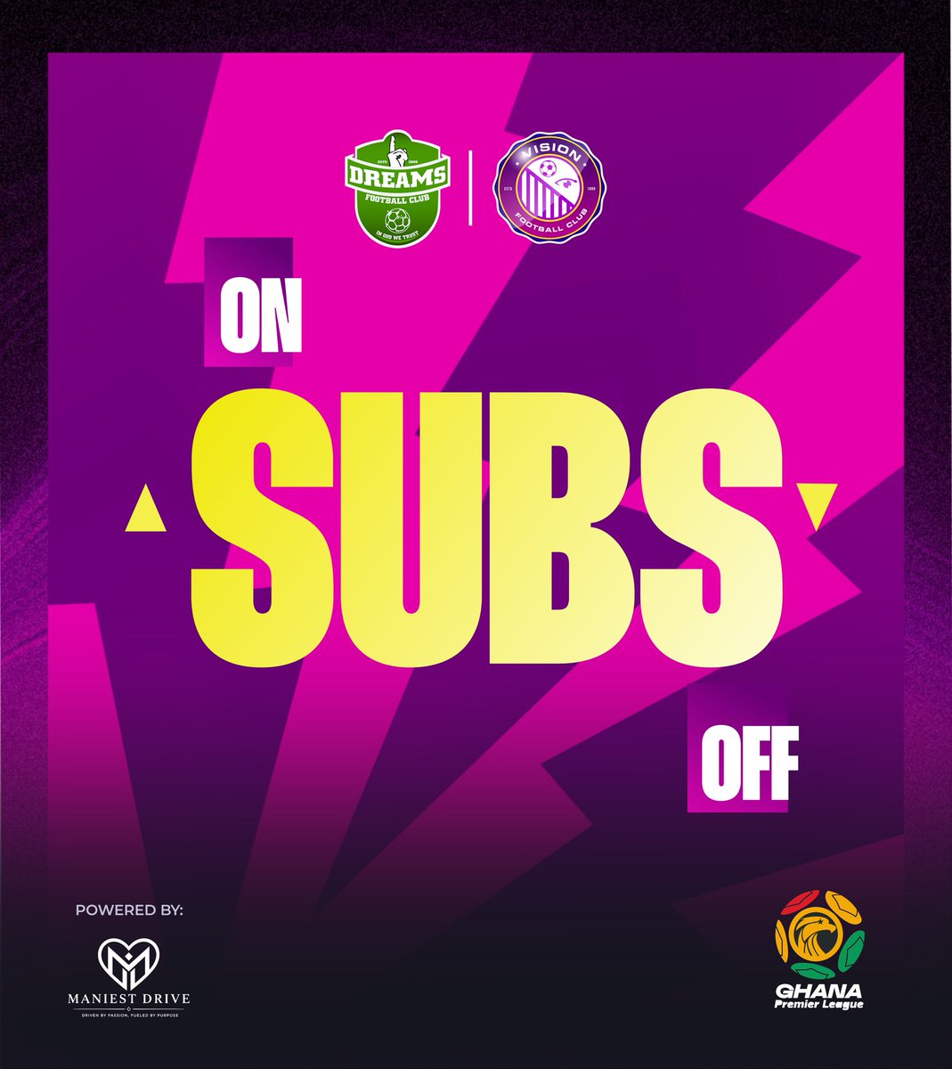 vfootballclub's tweet photo. ⏱️68” Double sub 🔁
Zaidan Alhassan and Sherif Mohammed Iddrisu make way for Ruben Quaye and Faruk Mohammed.
Dreams 1️⃣- 3️⃣ Vision
#VFC |#GPLMW8 | #DreamsVision https://t.co/NmXXBDi1pl