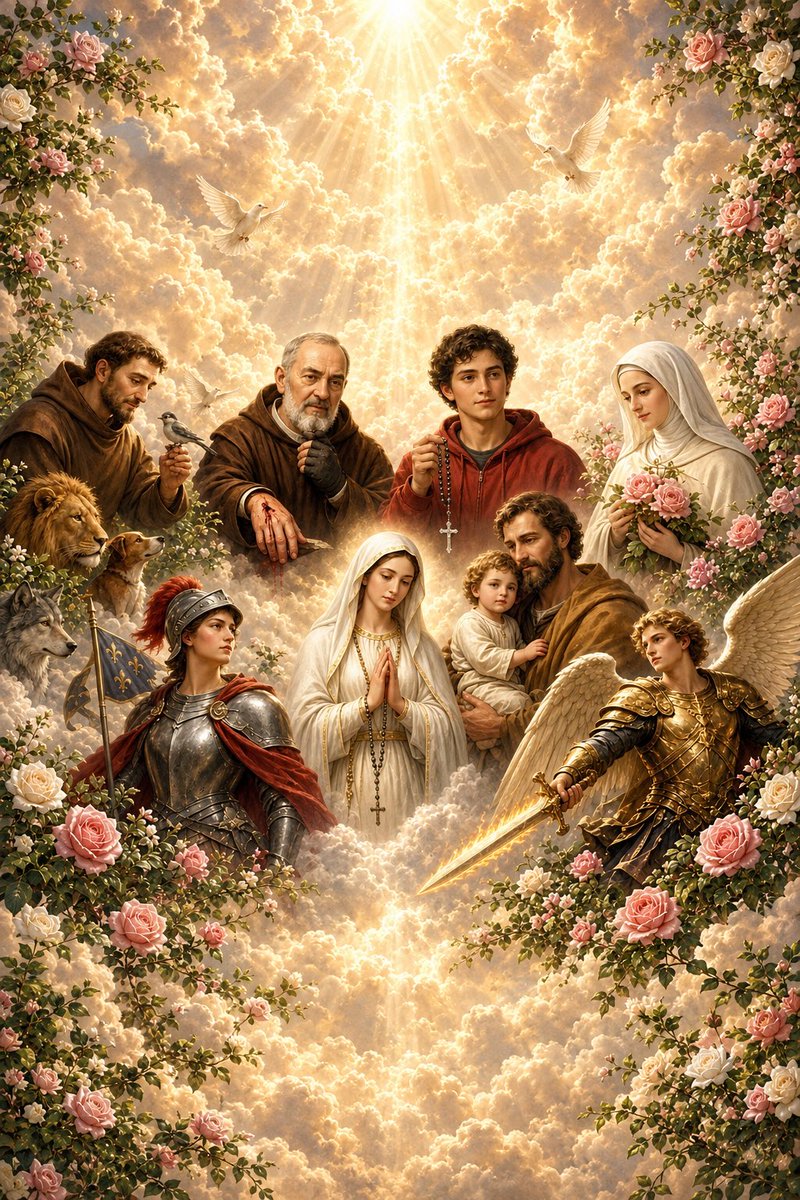 CatholicQuote12's tweet photo. Catholics ask the saints to pray for us because we believe the people in heaven are still connected with us. They’re not really gone. We’re all one family in the Church, the people on earth and the ones already in heaven. So the saints can still pray for us, just like when you ask a friend or family member to pray for you. We don’t worship the saints, we only ask them to pray. Worship is for God alone. The saints lived good lives and now they’re close to God, so their prayers are strong. When we say “saint, pray for me,” we’re just asking them to talk to God for us. We still pray to God ourselves. Asking the saints is just extra help, not instead of God. It’s like having more people praying for you at the same time. Catholics do this because we believe the saints already finished their lives well and they still care about us and want to help us get to heaven too. For me it’s a way to stay close to them and get their help while we’re still here.
