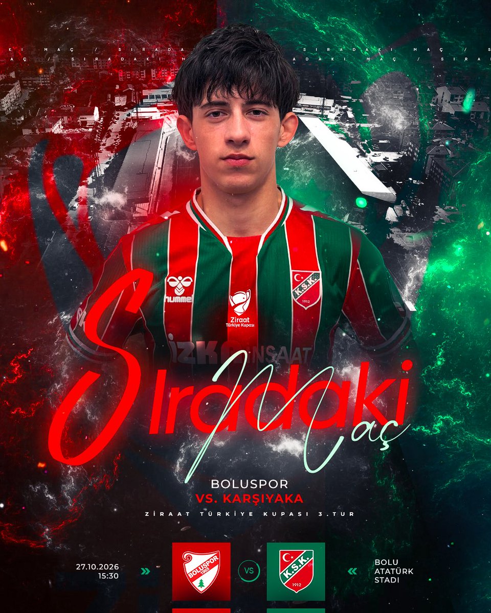 KarsiyakaSK's tweet photo. 🏆 Ziraat Türkiye Kupası 3.Tur
🆚 Boluspor 
🗓️ 27 Ekim Salı
⏰ 15:30
🏟️ Bolu Atatürk Stadı
📺 A Spor https://t.co/cJqEqVG63W