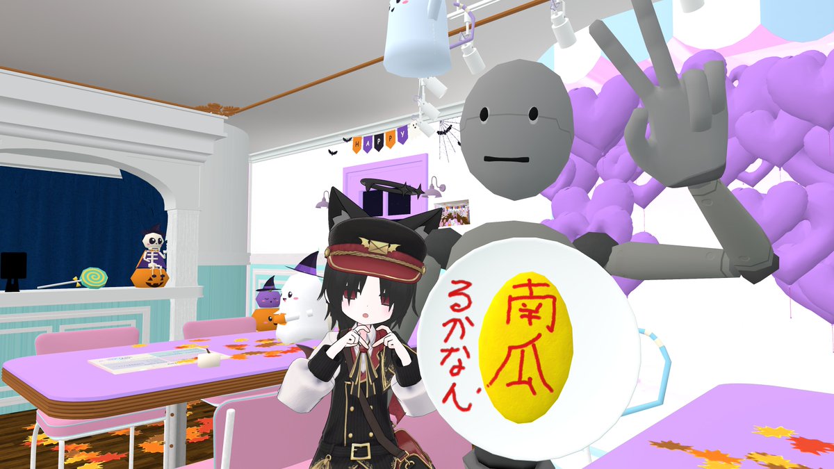 Rukanan_VRC's tweet photo. 今回も来てくれてありがと～！✨
今回はハロウィン改変でお迎えしたよ～！
地縛少年花子くんに似てるらしいから、コスプレ改変ってことにします笑
また来てね～！
#てんだりぃ https://t.co/qPcFKW7tHV