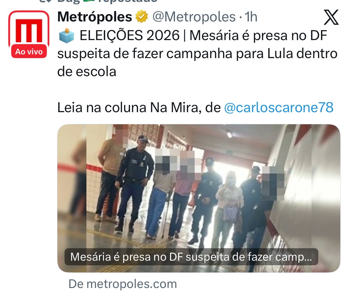 ericksalzerr's tweet photo. Mesária é presa no DF fazendo campanha pro Lula dentro do local de votação! DENUNCIEM! Eles são criminosos! 🤬 https://t.co/uV4qjuupVs