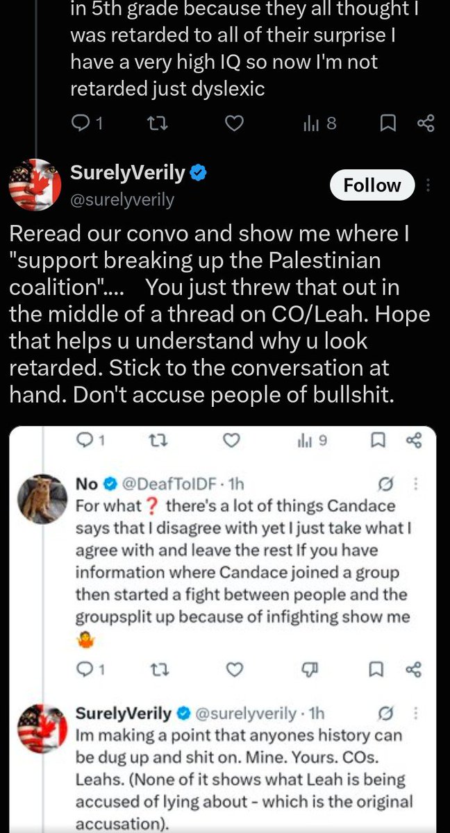DeafToIDF's tweet photo. @surelyverily @LindaH876 @realstewpeters @leahfiles I believe that @surelyverily mass reported all of my comments and I had to delete a comment from 2 months ago during the conversation we were having about how I believe that Stew Perters is working for Israel 
The truth of the conversation with just him saying how retarded I am https://t.co/Mcsvl78Yk7