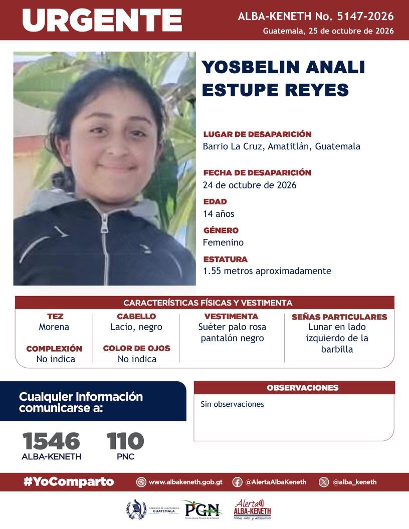 SCSPGT's tweet photo. ¡Ayúdanos a encontrar a adolescentes desaparecidas en Guatemala! 🚨

Si tienes alguna información, comunícate al 1546 y 110. ☎️ https://t.co/dnKRrk3Xxb