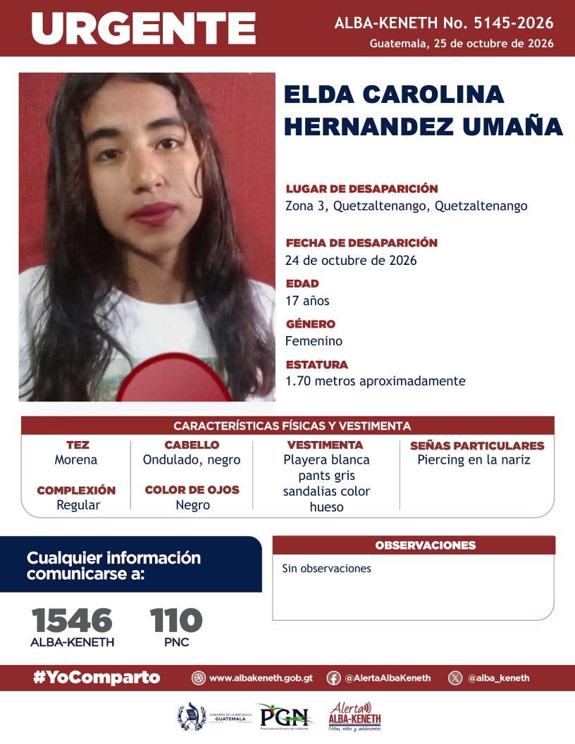 SCSPGT's tweet photo. ¡Ayúdanos a encontrar a adolescentes desaparecidas en Guatemala! 🚨

Si tienes alguna información, comunícate al 1546 y 110. ☎️ https://t.co/dnKRrk3Xxb