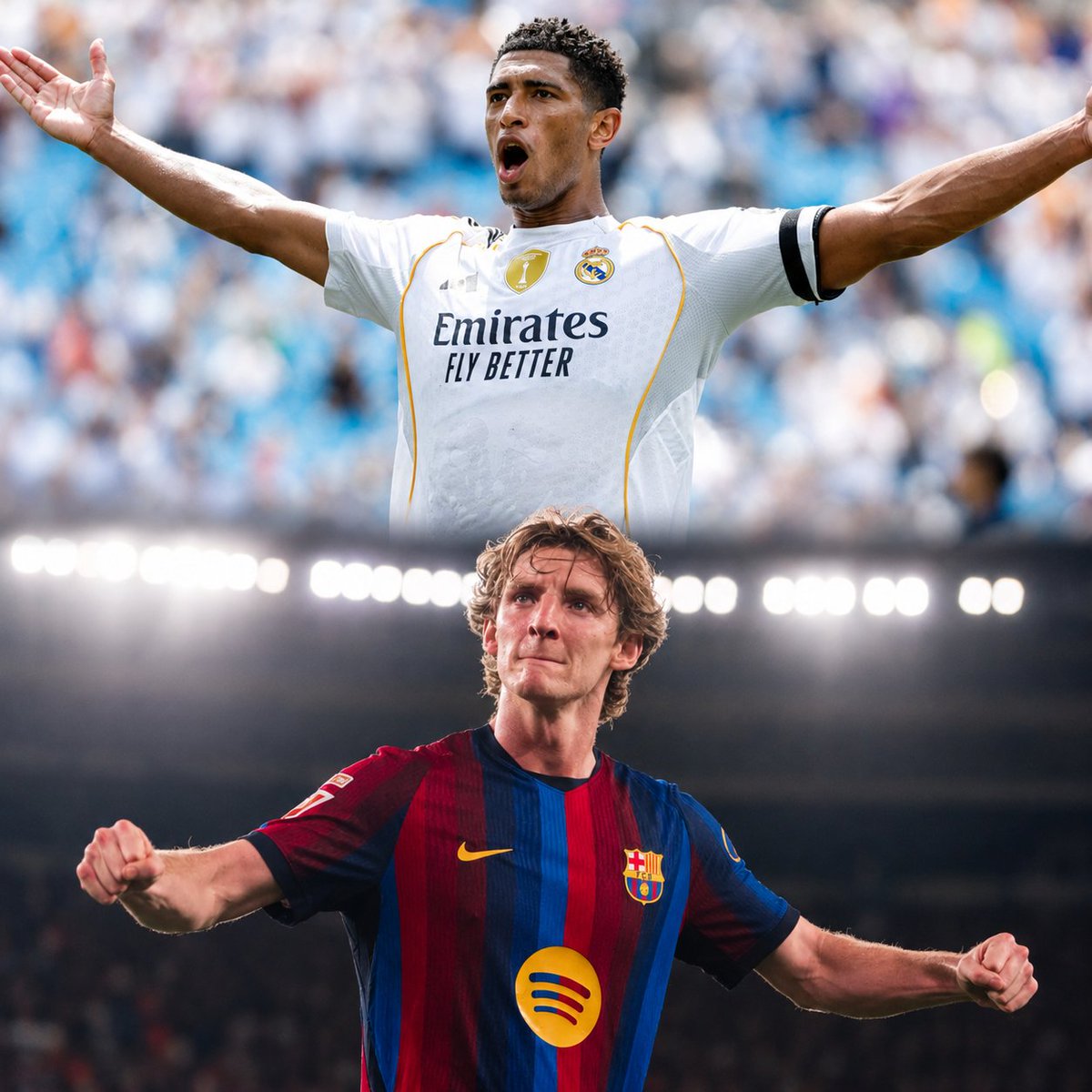 EmbSpainUK's tweet photo. Last year's El Clásico was the first in which both teams had British players — Bellingham for Real Madrid⚪️⚪️, Rashford for FC Barcelona🔵🔴-.

That is happening again in a few minutes, with Gordon on the Barça roster. 🇬🇧
We want to know... who will you be rooting for?
#ElClasico https://t.co/PeMIRV3TFF