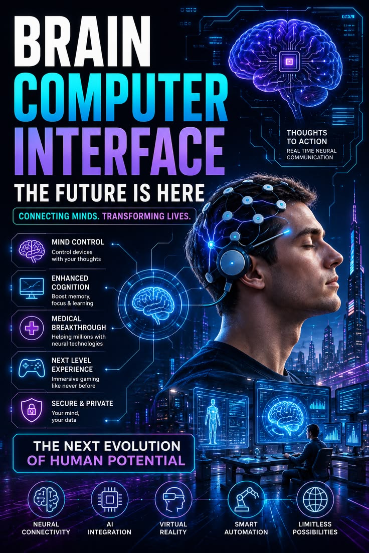 Lago72's tweet photo. 🧠 What if your thoughts could control computers?

BCI technology is moving from lab to reality — neural interfaces, AI integration, mind-controlled devices.

The real question: will brain-computer tech change how humans communicate with machines? https://t.co/XqBTXLyhkQ