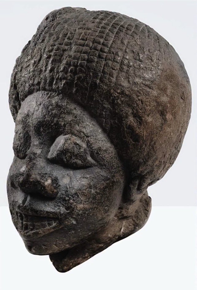 Joe__Bassey's tweet photo. The same sculptures the colonizers condemned and called evil were what served as pictures for our ancestors that tell our history. We need to wake up to that reality. This is a Medieval Sierra Leone sculpture with Afro-textured hair, 7th- 8th century CE, and a photograph of Sierra Leonean women today.