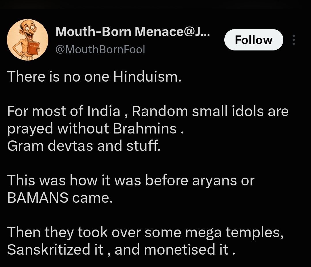 KarnatakaBall's tweet photo. @ThetaOwner Bruh, now don't  try to justify that bs you quoted. 

Do you even read?? Heck, can you even read? 

Please read what you quoted.

Nowhere in your own damn post have you mentioned anything about bhuta kola etc. 

Instead you generalized the entirety of Hinduism with this bs: https://t.co/EYQNf4x3aZ
