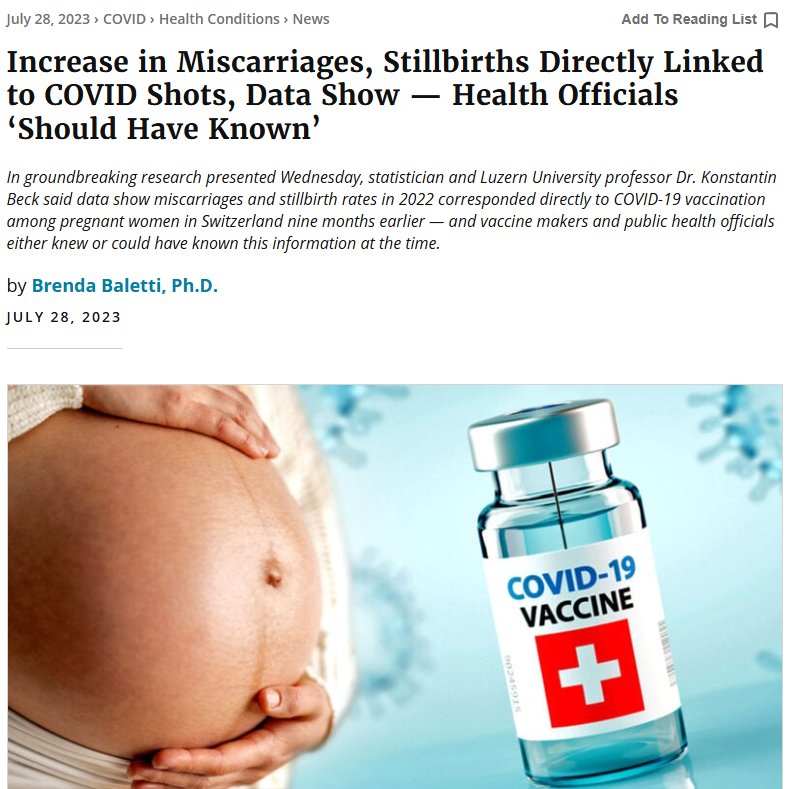 ValerieAnne1970's tweet photo. COVID Shots Cause Direct Link Increase in Miscarriages, Stillbirths — Health Officials ‘Should Have Known’

Statistician Dr. Konstantin Beck analyzed official records: 2022 birth rates crashed 8.5% nationally — the steepest drop since WWI mobilization.

The timeline matches vaccination of pregnant women exactly 9 months earlier. Same number of women got pregnant… far fewer babies made it.

Insurer data: stillbirths +20%, more pregnancy complications, longer hospital stays.

Vaccine leaflets admitted “no data” on pregnancy risks. Officials pushed shots anyway. Dr. Beck: they “should have known.”

We exposed the most vulnerable to risks that outweighed the virus itself. The “baby gap” is real—and the data is staring us in the face.