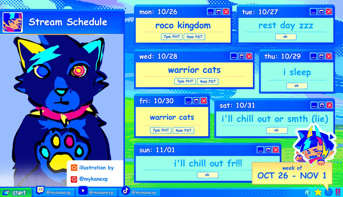 mykanexp's tweet photo. 🗓️OCT 26 - NOV 1
Roco Kingdom closed beta tomorrow!!!
And then let's take over Riverclan.

🖥️ Twitch: https://t.co/cs0TvfGMdK
💬 Discord: https://t.co/Jm62CO4LI0
#️⃣ Main: #myKANEXPEDITION
#️⃣Fanart: #myKANEXHIBIT
#️⃣Memes: #myKANEXD
#️⃣NSFW: #KANEthot
#️⃣Community: #myKANEXPLORERS https://t.co/yJ4qHj9KYa