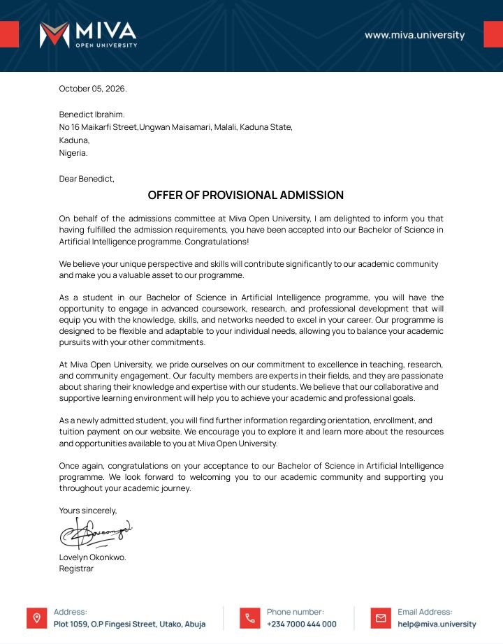 benedictnomsu's tweet photo. Let me ACT my miracle.. Can you please help me REPOST until @DONJAZZY
sees it? My dream to study Artificial Intelligence at University is here. 🎓😭

My FAITH PROJECT right now is Sponsorship for my first tuition. This Admission came so fast when I'm very rich. I trust God 🙌 https://t.co/BJLCclCbZp