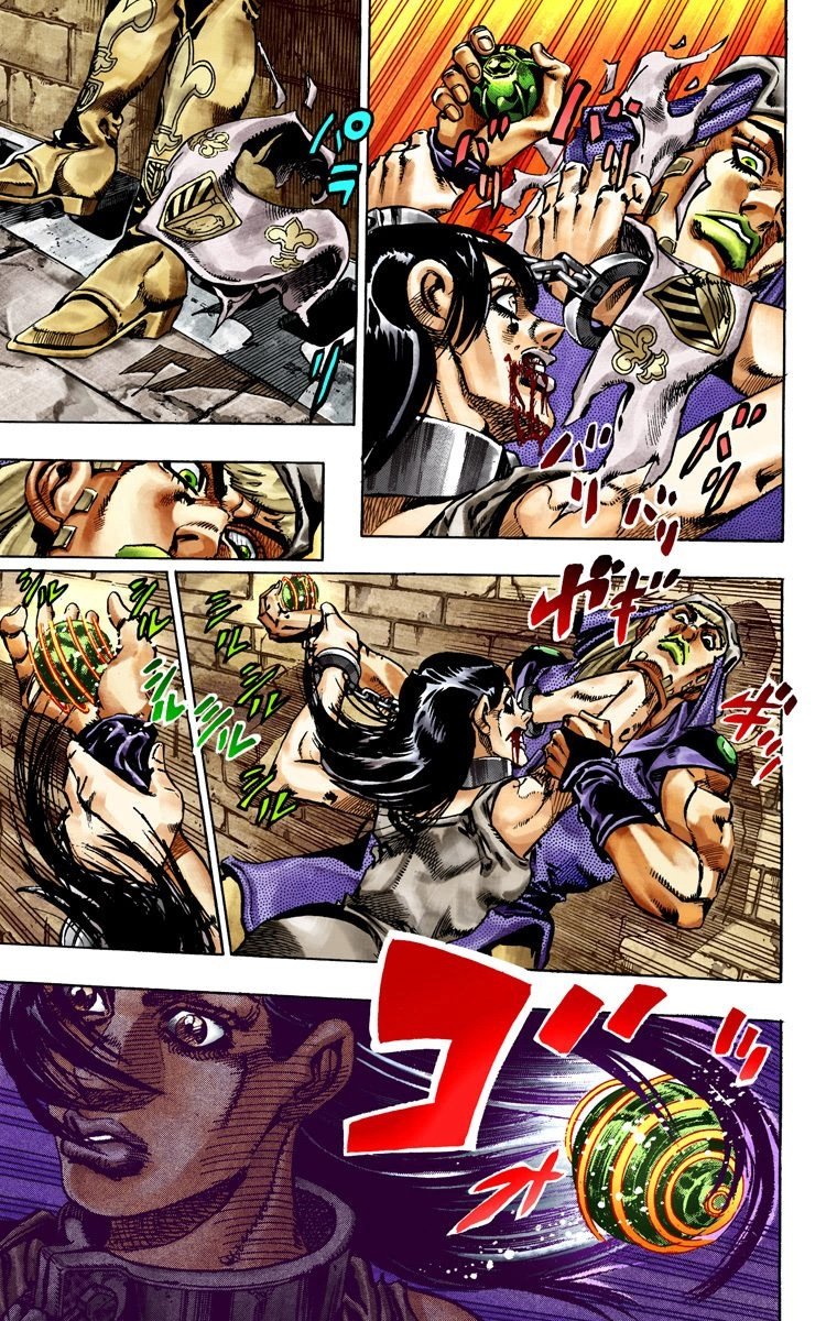 _Delca_'s tweet photo. On parle pas du fait que Steel Ball Run ait cut la scène de l'agression de par une détenue dont il a pitié qui lui arrache son col (ce qui renforce ce que son père lui disait), l'engueulade avec ce dernier, le fait que Marco ait recousu le col et qu'il ait rencontré Gyro comme ça https://t.co/hTCstDrRHi