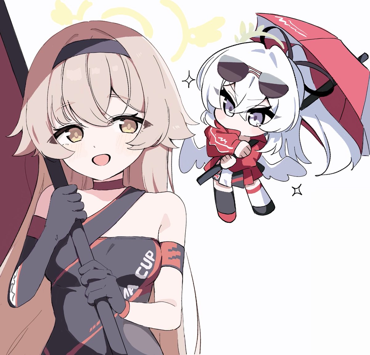 HK008989's tweet photo. 絵チャお邪魔しました～！ヒフミとアズサ！！！レーシング衣装ｶﾜｲｲﾈ⋯⋯⋯⋯ https://t.co/mpOsJZUpYx