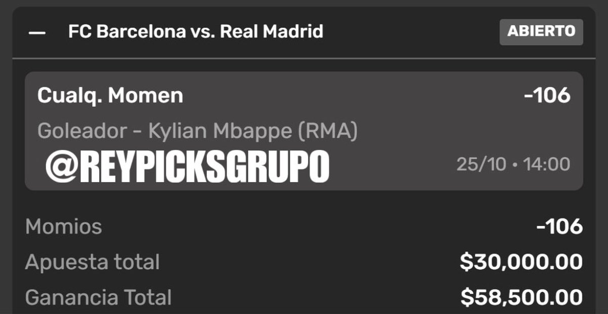 PickCristianRey's tweet photo. ✍️ Si Kilyan Mbappe anota hoy en EL CLÁSICO voy a regalar $3,000 pesos en transferencia ⚽️. 

Entre los RT y ❤️ de este tweet. 

Único requisito: Seguirme. https://t.co/cEcnqCfe4T