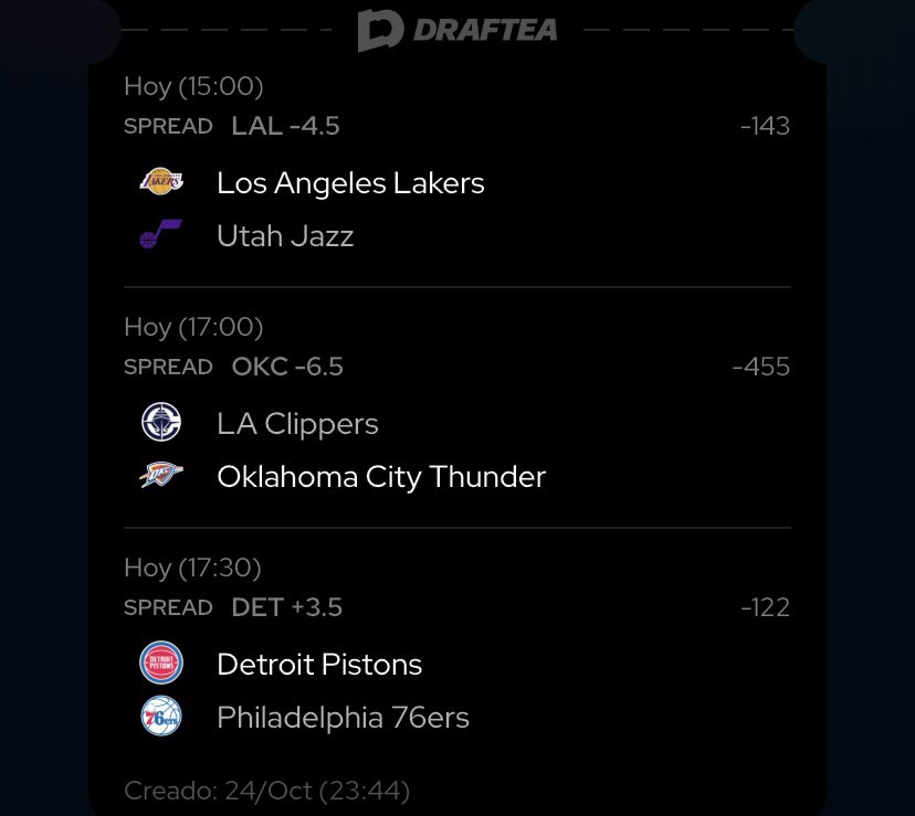 GreenLimaa's tweet photo. ¡A COBRAR EN VERDE CON ESTE PARLEY DE LA NBA!

Los Angeles Lakers (-4.5) &amp; Oklahoma City Thunder (-6.5) &amp; Detroit Pistons (+3.5)

Combinando la superioridad de los Lakers cubriendo el hándicap en casa, el dominio contundente del Thunder y el cojín defensivo de los Pistons. https://t.co/0ERZK7WLlb