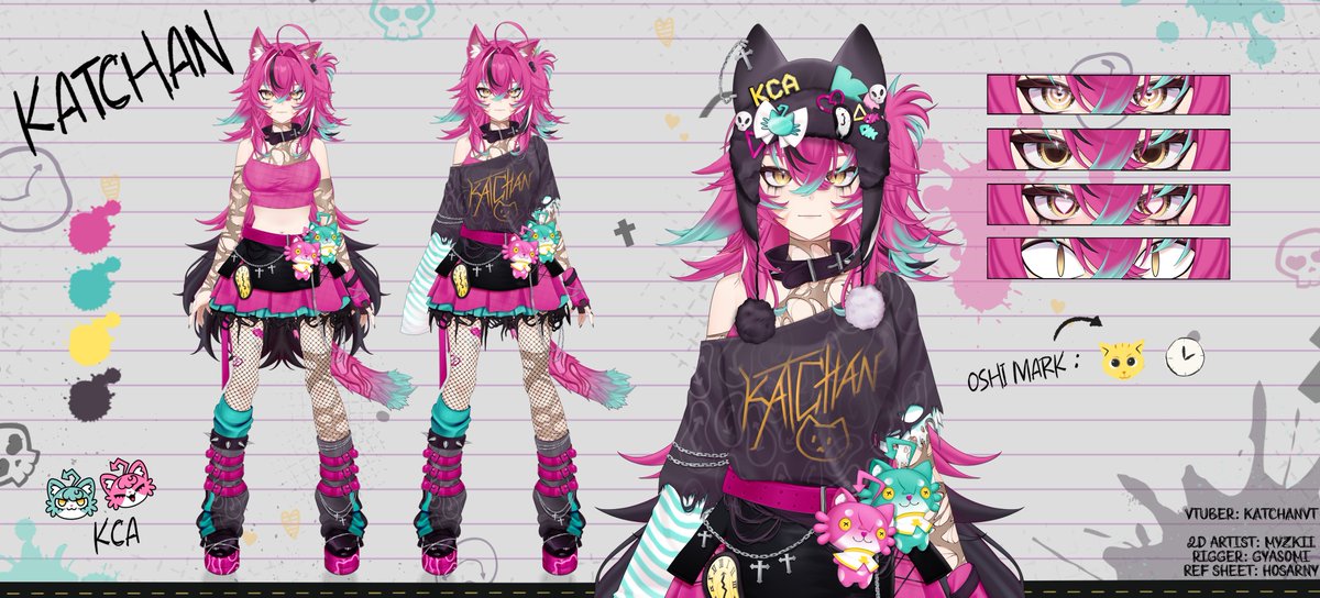 hosarny's tweet photo. Je me suis amusé à faire une { ref sheet rendering } pour @KatChanVT 🕙😼
Place aux fanarts ! https://t.co/6koZZQafif