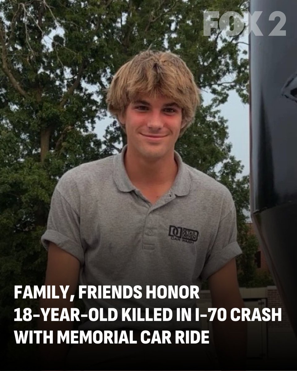 FOX2now's tweet photo. Family and friends gathered for a memorial car ride Saturday to honor 18-year-old Zander Johnson, remembering him for his love of cars, outgoing personality and the friendships he built. STORY LINK IN BIO. https://t.co/1XiFiGni9P