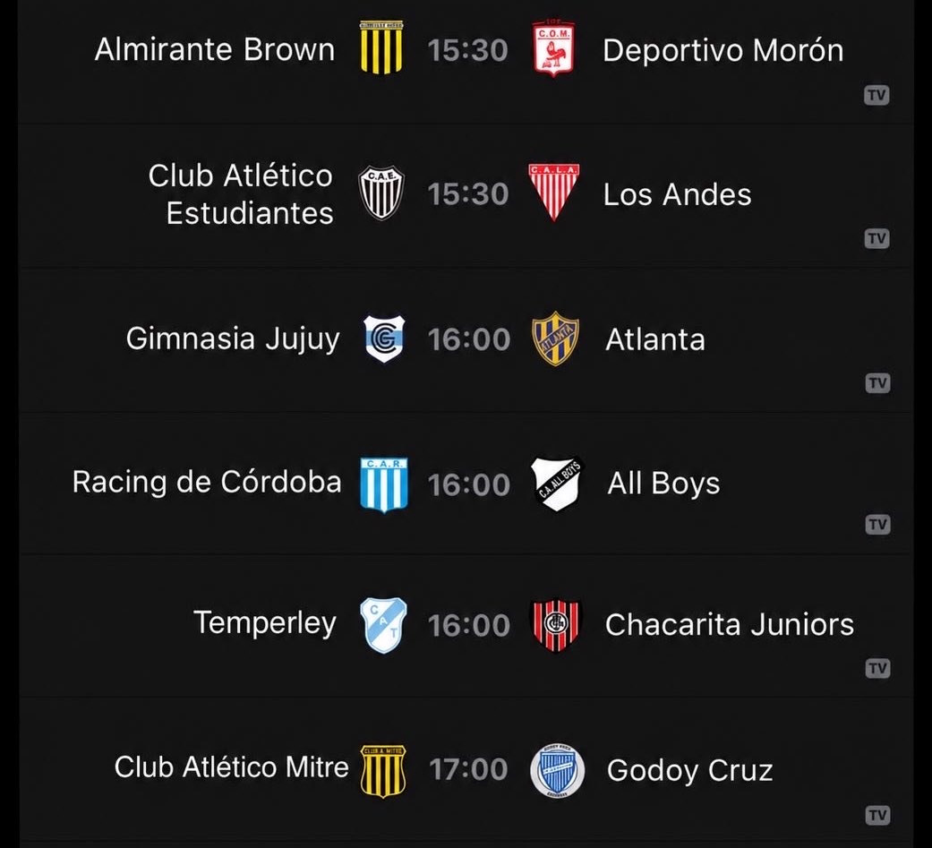 LichaQac's tweet photo. Hoy vamos a transmitir estos partidos :

-15:30 hs: Almirante Brown Vs Moron  

-15:30 hs: Estudiantes Vs Los Andes

-16:00 hs: Gimnasia J Vs Atlanta 

-16:00 hs: Racing C Vs All Boys

-16:00 hs: Temperley Vs Chacarita 

-17:00 hs: Mitre Vs Godoy cruz

Pedinos el link del discord por privado!!!