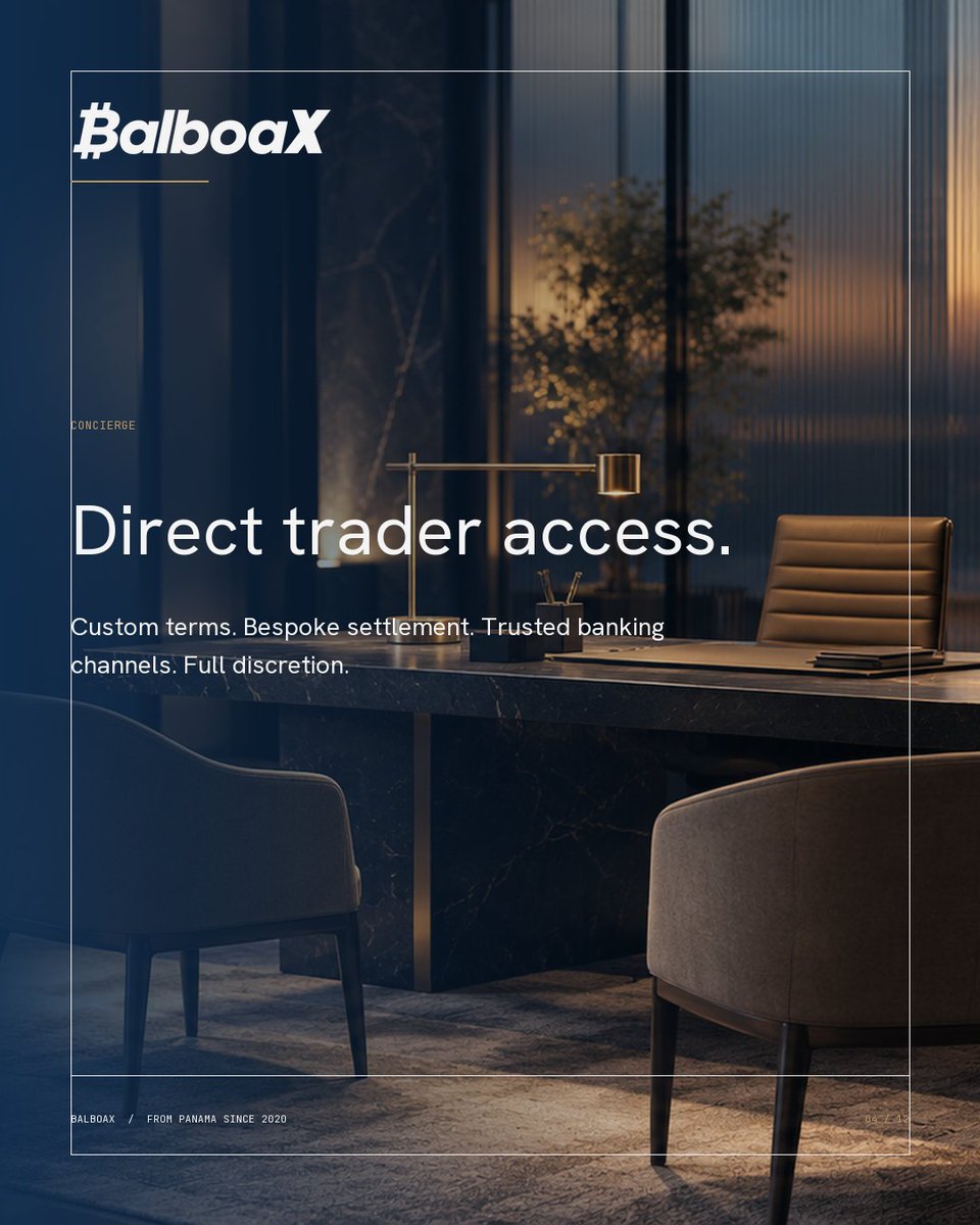 balboaexchange's tweet photo. Direct trader access. Custom terms. Bespoke settlement. Trusted banking channels. Full discretion.

A high-touch OTC experience designed around the trade.

https://t.co/EaUIG3f7e0 https://t.co/2OQl5iwzNu