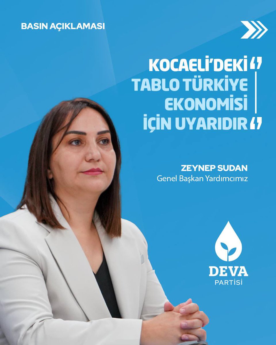 devapartisi's tweet photo. Zeynep Sudan: “Kocaeli’deki tablo Türkiye ekonomisi için uyarıdır.

Kocaeli gibi Türkiye’nin üretim merkezlerinden birinde binlerce senedin protesto edilmesi, ekonomi yönetiminin dikkatle izlemesi gereken bir göstergedir.

Türkiye’nin ihtiyacı, üretim yapan işletmelerin sürekli daha fazla borçlanarak ayakta kalmaya çalıştığı bir ekonomik yapı değildir.

Üreten işletmeyi yaşatmak ekonomi politikasının merkezinde olmalıdır.”