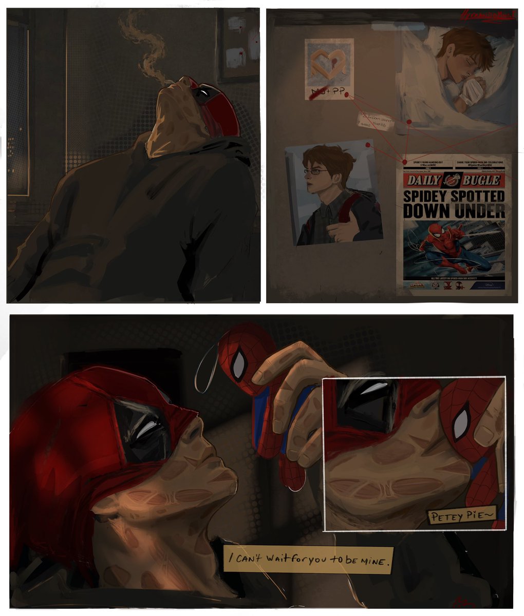 Hyerandoongi's tweet photo. Deadpool got himself a new target . 

#spideypool https://t.co/gJgw7h4SZc